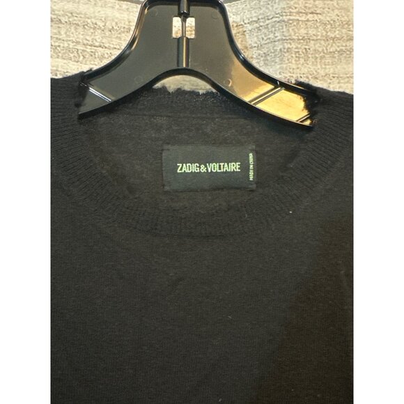 Zadig & Voltaire Black Cashmere Distressed Sweater Size XS - Picture 2 of 4